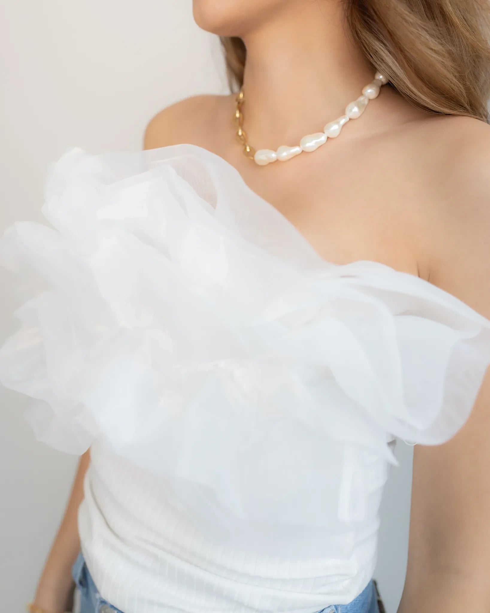 Miami Baroque pearl chain necklace - barok parelketting