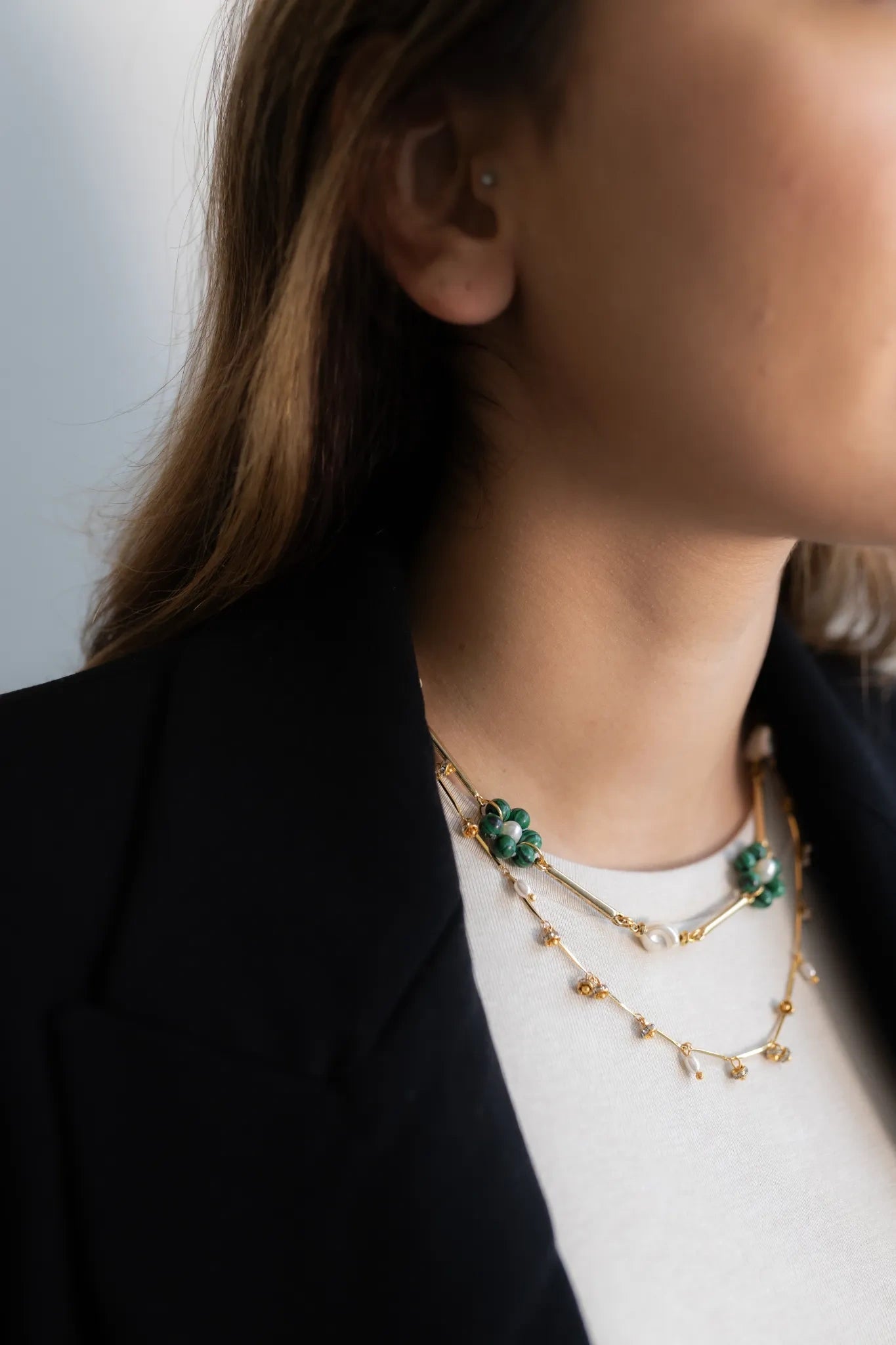 Summer blossom malachite necklace - malachiet ketting