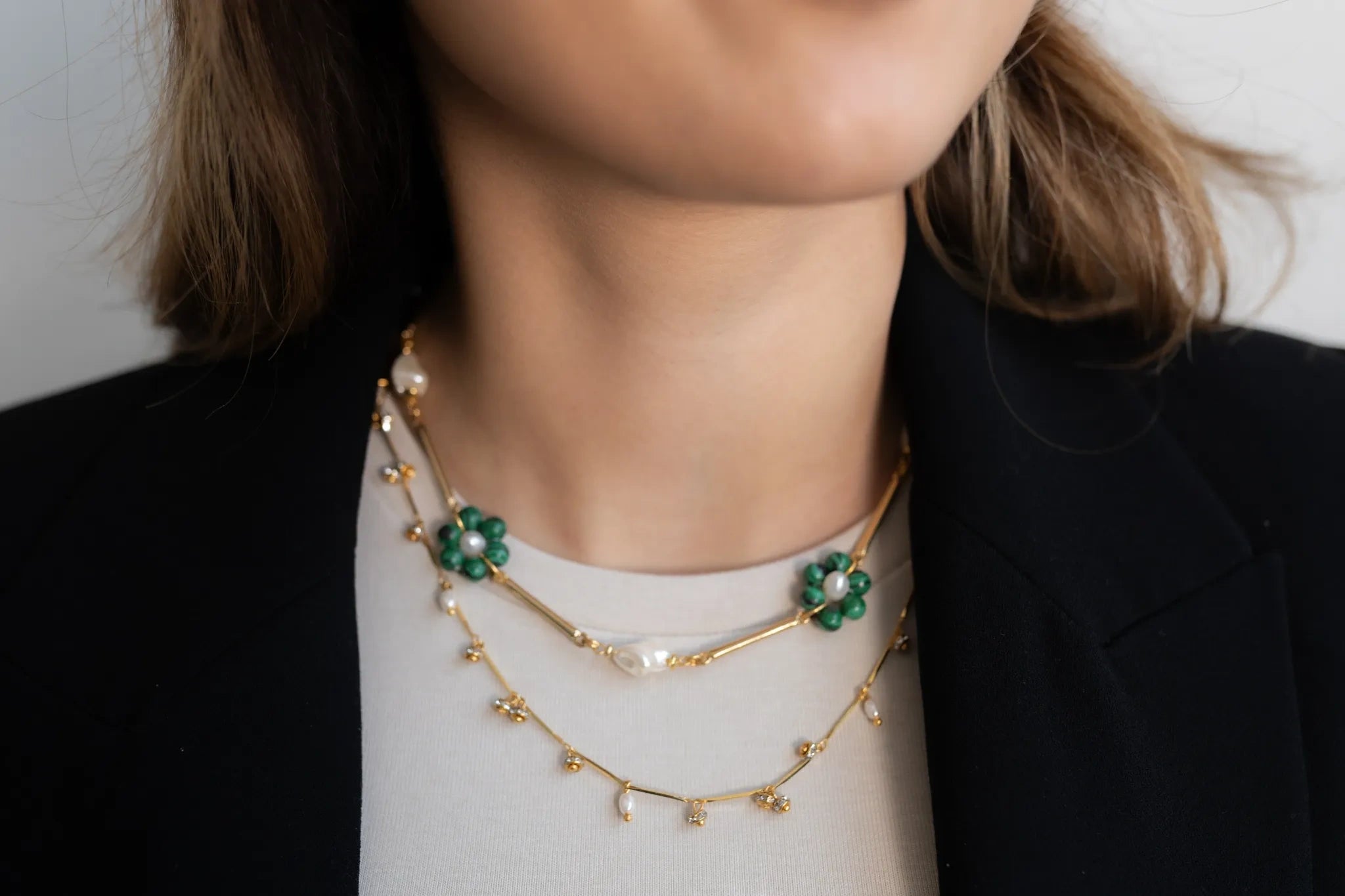 Summer blossom malachite necklace - malachiet ketting